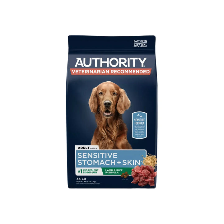 Authority Sensitive Stomach & Skin Adult Dog Dry Food – Lamb & Rice