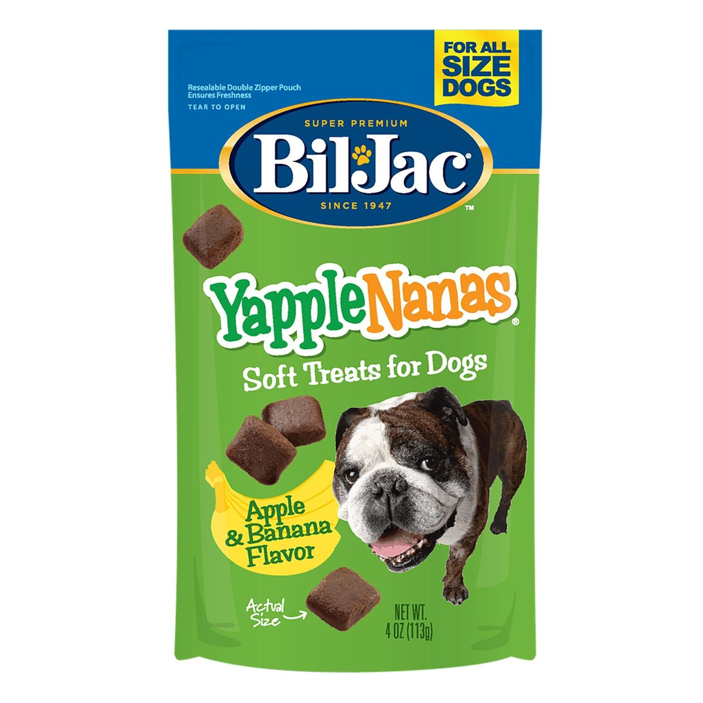 Bil-Jac YappleNanas All Life Stages Training Dog Treats – Apple & Banana Flavor 4 oz